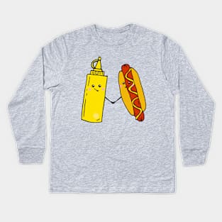 Hot Dog and Mustard Food Love Kids Long Sleeve T-Shirt